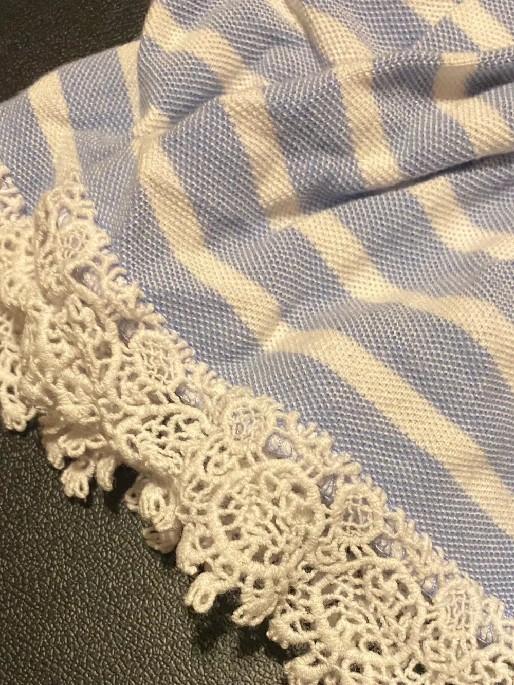 🔴Ralph Lauren Light Blue & White Striped Sleeveless Polo Dress with Lace Trim